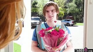 Young flower delivery guy gets gangbanged by a group of mature housewives
