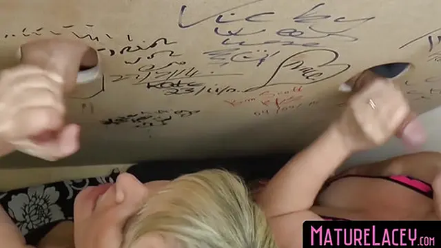  MatureLacey com - Busty blondes enjoy big dicks at the glory hole