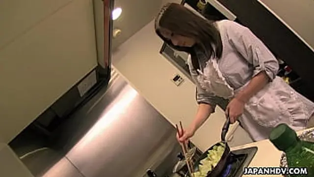 Hot Asian wife in tight white dress